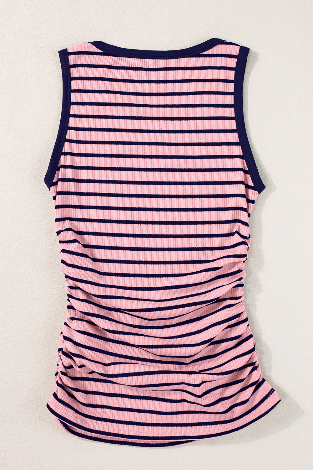 Black Stripe Contrast Trim Round Neck Sleeveless Slim Top