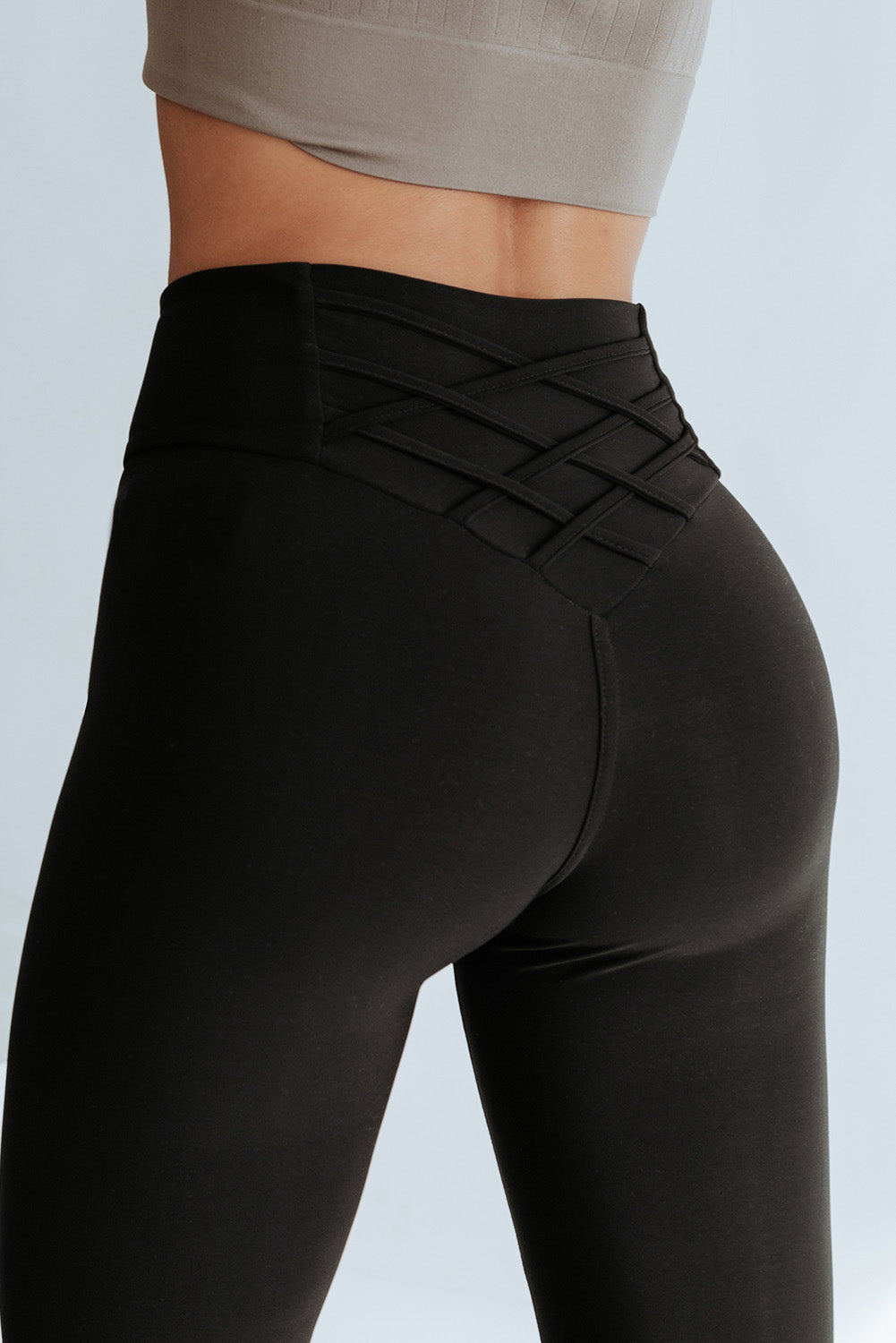 Black Criss Cross Tummy Control High Waisted Leggings