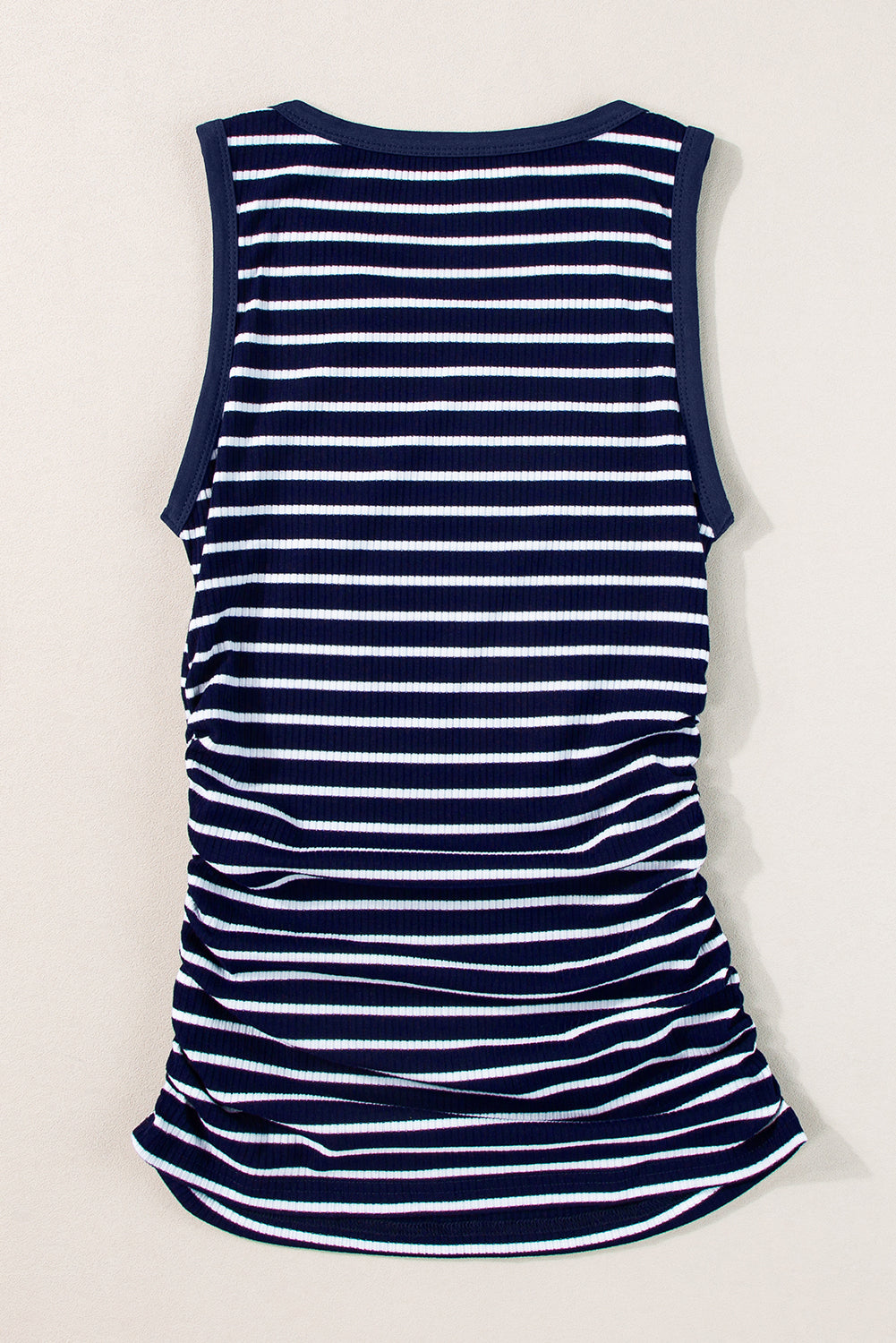 Black Stripe Contrast Trim Round Neck Sleeveless Slim Top